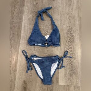 NWT Cupshe Blue Textured Bikini Set Size Small